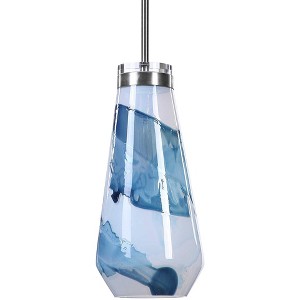 Uttermost Brushed Nickel Steel Mini Pendant Light 8 1/4" Wide Modern White Blue Glass Shade Fixture for Dining Room House Bedroom - 1 of 1