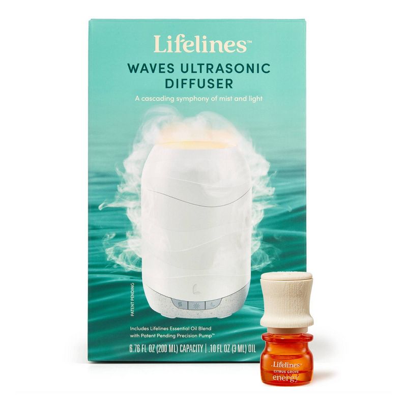 200ml Waves Ultrasonic Diffuser - Cascading Mist and Light plus Essential Oil Blend - Lifelines, 4 of 12