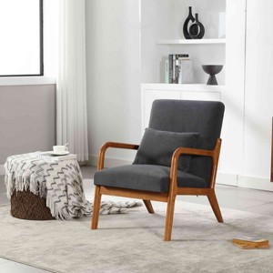 CAVINAS Accent Chair with Solid Wood Frame and Pillow,Modern Arm Chair for Bedroom,Reading Room - 1 of 4