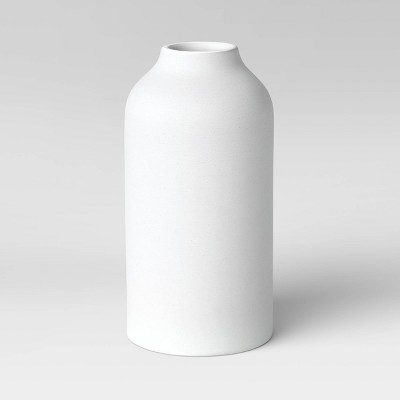 10"x5" Texture Ceramic Vase White - Threshold™: Elegant Bottle Shape, Hand Washable, Tabletop Decor