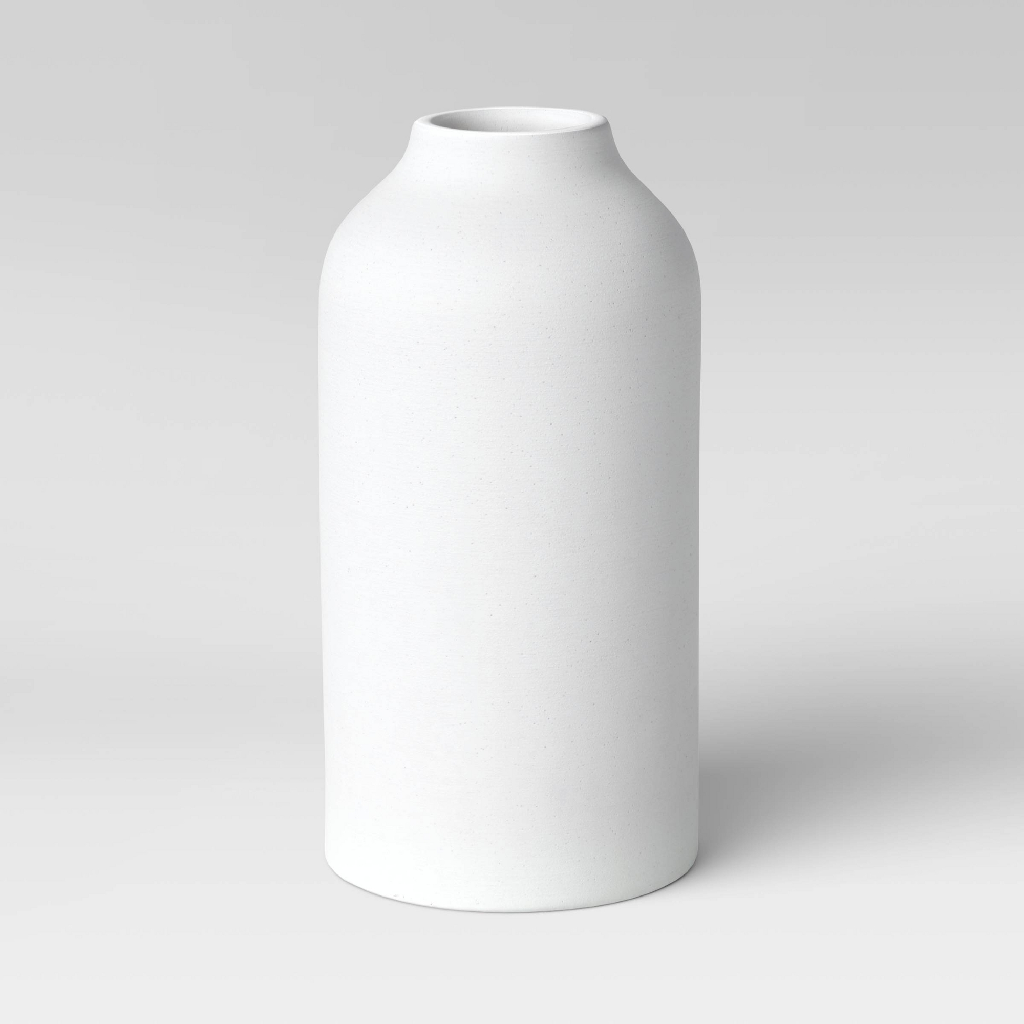 Short Modern Textured Ceramic Vase White - Threshold™