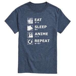 Men's - Instant Message - Eat Sleep Anime Repeat Short Sleeve Graphic T-Shirt - 1 of 4