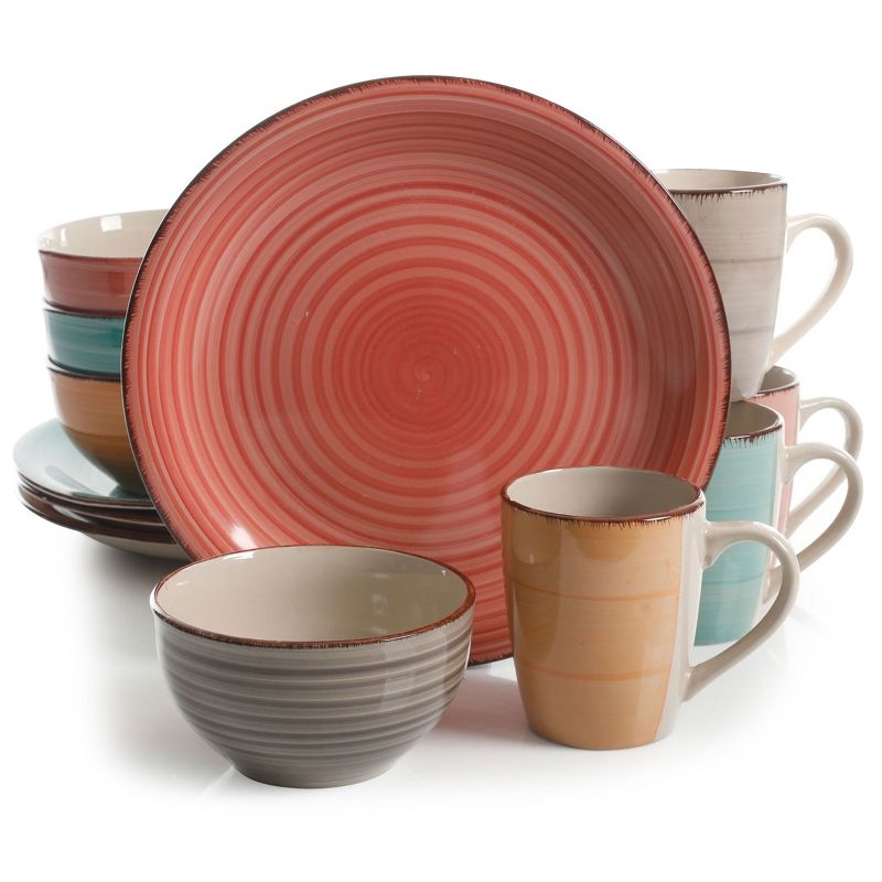 Gibson Home Color Vibes Pastel 12 Piece Mix and Match Stoneware Dinerware Setin Assorted Colors, 1 of 17