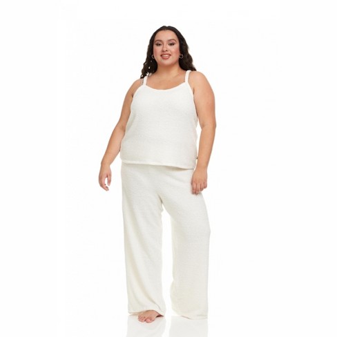 Women's Tank Top And Fuzzy Pajama Pants, Sleepwear And Loungewear Set  Medium, Ivory : Target