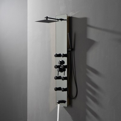 Nickel and Black 8-Jet Multifunction Shower Panel System