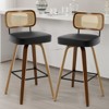 Bekrvio Swivel Counter Height Bar Stools, 29" Faux Leather Upholstered with with Rattan Back, Black for Kitchen Counter - 2 of 4