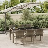 vidaXL 7 Piece Patio Dining/Conversation Set - Gray Poly Rattan with Cushions, Acacia Wood Table, Outdoor Garden Furniture - 2 of 4
