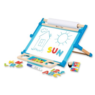 Melissa & Doug Double-Sided Magnetic Tabletop Art Easel - Dry-Erase Board and Chalkboard