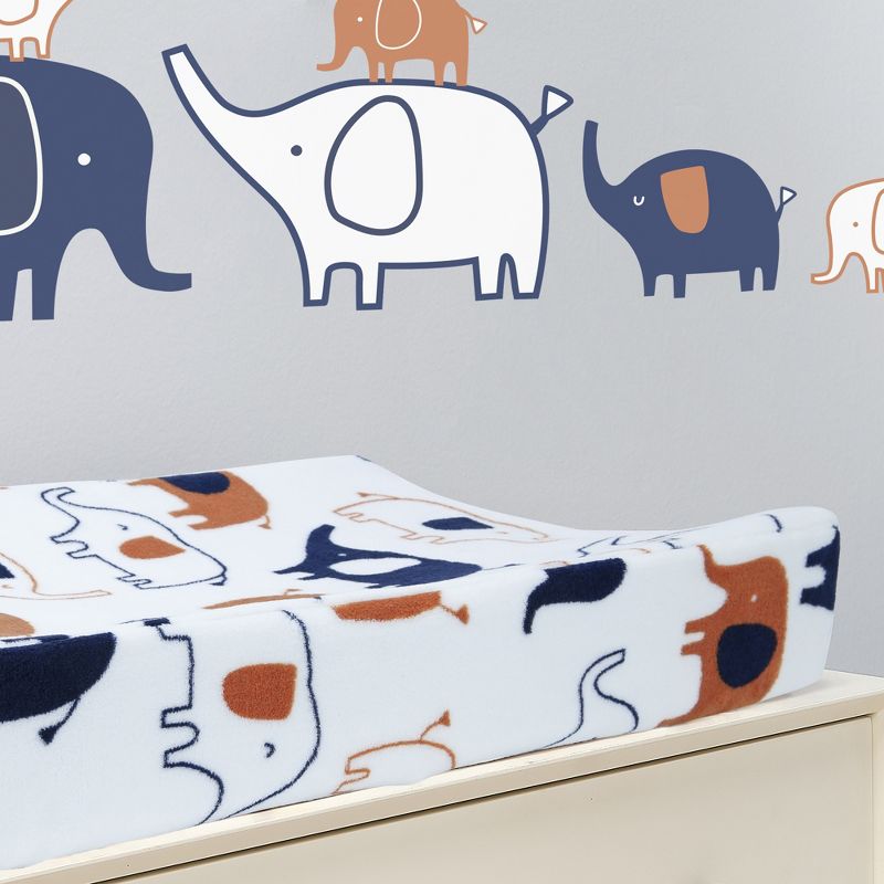 Lambs & Ivy Playful Elephant White/Blue Baby/Infant Changing Pad Cover, 3 of 5