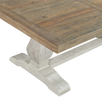 Napa 50" White and Natural Wood Pedestal Coffee Table