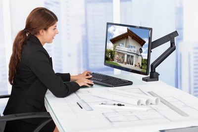 Black Adjustable Aluminum and Steel Monitor Desk Mount