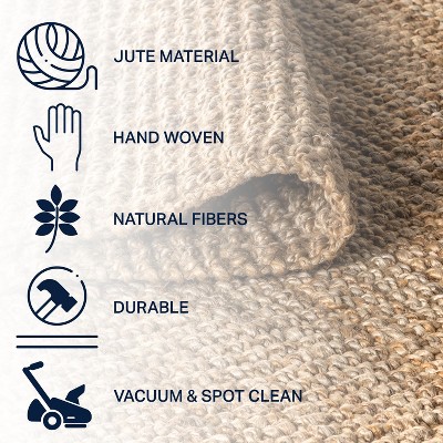 Handmade Reversible Light Blue Braided Jute Area Rug - 8.5x62 in
