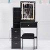 SEVOBAL Dressers Space Saving Vanity Table Set with Sliding Mirror Cushioned Stool and Storage for Bedroom, Black, 29.2"*12.6"*50.4" - 2 of 4