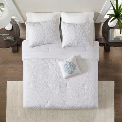 White Vancouver Solid Comforter Set (Queen) 5pc