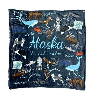WOLF 60"x50" State Souvenir Printed Front Solid Back Fleece Outdoor Blanket - 1 of 2
