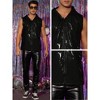 Lars Amadeus Men's Shiny Party Club PU Zipper Sleeveless Metallic Hoodie Vest - 4 of 4