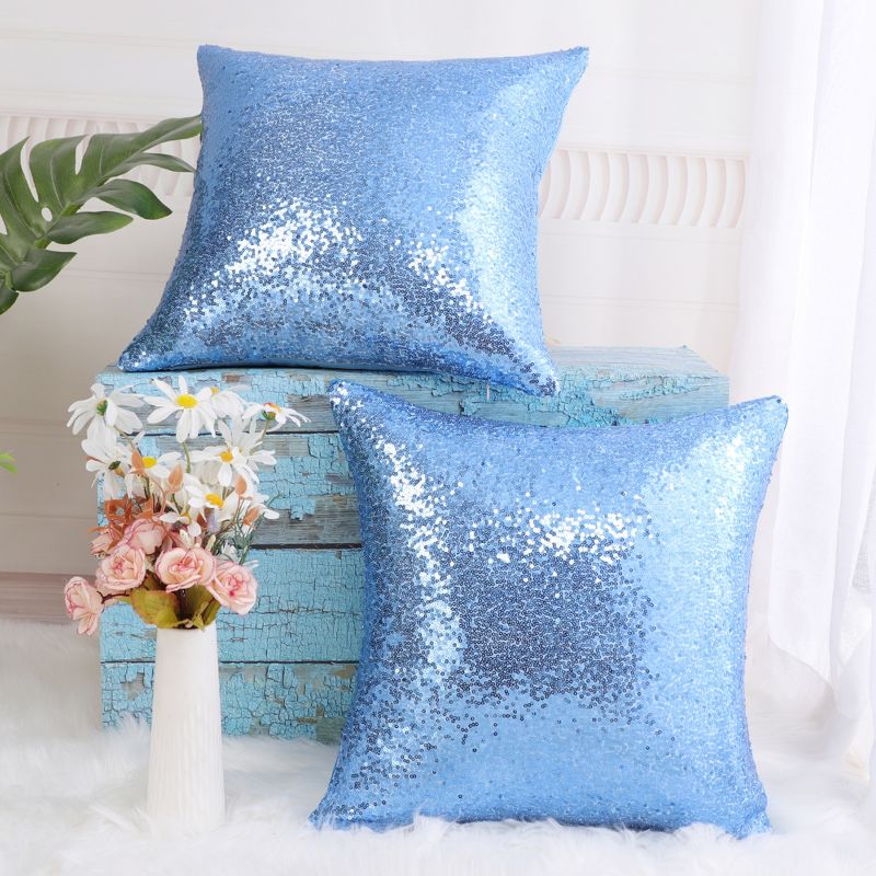 PiccoCasa Decors Sequin Pillow Covers Shiny Sparkling Comfy Satin Cushion Covers, 4 of 9