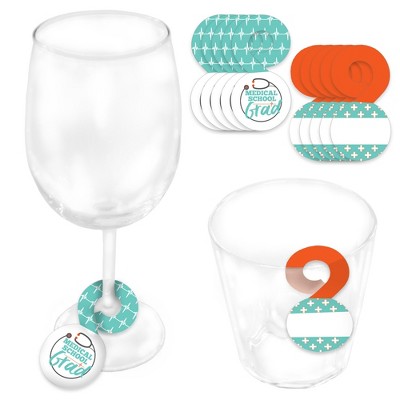 Big Dot of Happiness Medical School Grad - Doctor Graduation Party Paper Beverage Markers for Glasses - Drink Tags - Set of 24