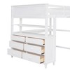 PAGED Full Size Loft Bed with Desk, Modern Metal Bed Frame with Storage Shelves, Guardrails and 2 Ladders for Bedroom - 4 of 4