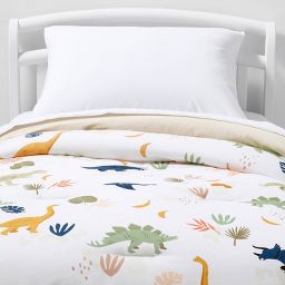 Toddler Dinosaur Kids' Comforter - Pillowfort™: Multicolor, Cotton, Polyester Fill, OEKO-TEX Certified, 58"x42"