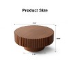 Modern Round Coffee Table with Handcrafted Relief, MDF Wooden Center Table with Sturdy Pedestal for Living Room or Apartment - Panipeachy - 4 of 4