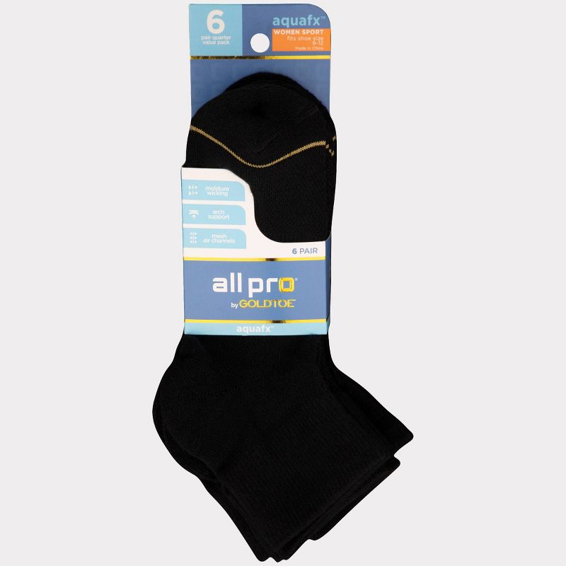 All Pro Women's Extended Size Aqua FX 6pk Ankle Athletic Socks - 8-12, 3 of 8