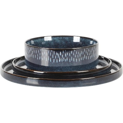 Navy Blue Ceramic 12-Piece Reactive Glaze Dinnerware Set