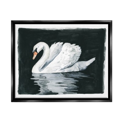Stupell Industries Beautiful Swan Black ReflectionFloater Canvas Wall Art