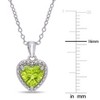 EVERLY JEWELRY | Sterling Silver 1 1/3 CT TGW Peridot Heart Halo Pendant with Chain, 18 inc - 2 of 4