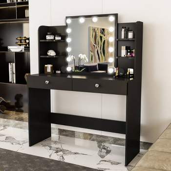 Vanity Makeup Table With Mirror, Storage Dresser With 7 Drawers-modernluxe  : Target