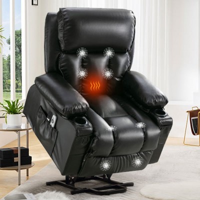 Power Electric massage lift lounge chair, suitable for the elderly, with heating and vibration functions,Fleece leather with USB