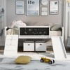Twin Size Loft Bed with Slide, Storage Boxes, Climbing Frame and Double-Sided Chalkboard, Solid Wood Bed Frame for Kids - HABITRIO - 2 of 4