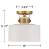 Possini Euro Design Courtney Modern Ceiling Light Semi Flush Mount Fixture 10" Wide Soft Gold Metal White Drum Shade for Bedroom Kitchen Living Room - 4 of 4