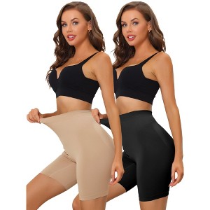 Allegra K Women's High Waisted Slimmers Tummy Control Slip Panties Shapewear 2 Pcs - 1 of 4