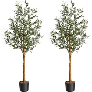 Artificial Olive Tree, Tall Faux Olive Tree with Moss, Artificial Silk Plant, Faux Wood Trunk and Realistic Fruit for Home Office Decor Gift - 1 of 1