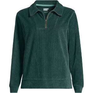 Lands' End Women's Long Sleeve Sport Cord Quarter Zip Pullover - 1 of 4