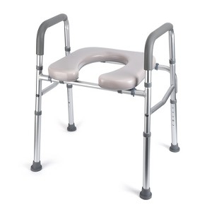 Raised Toilet Seat, 350LB Stand Alone Homecare Commode Bathroom Assist Frame for Elderly,Handicapped, Padded Seat, Adjustable Height - 1 of 4