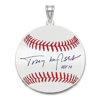 Black Bow Jewelry Sterling Silver Tony La Russa Signature LG Enamel Baseball Pendant