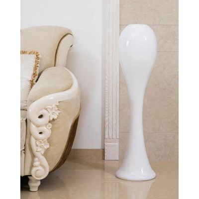 Uniquewise 39 Tall White Narrow Unique Fiberglass Modern Floor Vase