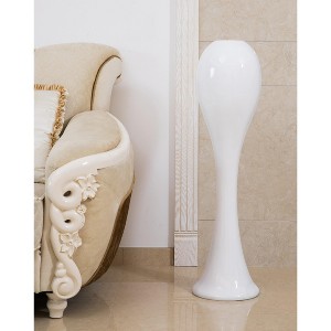 Uniquewise 39 Tall White Narrow Unique Fiberglass Modern Floor Vase - 1 of 4