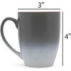 Elanze Designs Grey White Two Toned Ombre Matte 12 ounce Ceramic Stoneware Coffee Cup Mugs Set of 4 - 4 of 4
