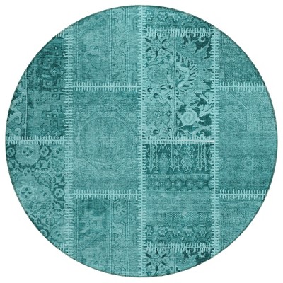 Turquoise Teal Blue And Aqua Patchwork Washable Indoor Outdoor Area Rug
