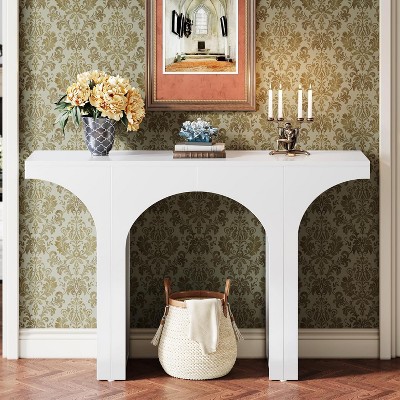 White Wooden 47-Inch Console Table with Arch Base