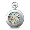 Black Bow Jewelry Charles Hubert Stnlss Steel Open Face Skeleton Dual Time Pocket Watch - 2 of 4