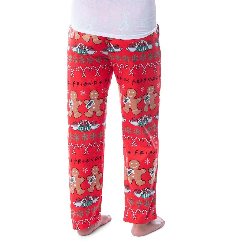 Friends The TV Series Womens' Gingerbread Central Perk Ugly Sweater Pajama Pants Red, 2 of 5