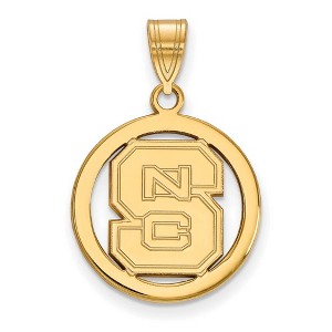 Black Bow Jewelry 14k Yellow Gold Plated Sterling Silver North Carolina State Wolfpack NCAA Small Pendant - 1 of 3