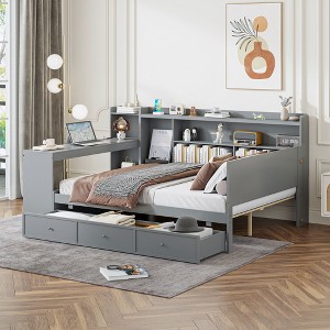 Twin/Full Size Daybed with 3 Drawers, USB Ports and Desk - ModernLuxe - 1 of 4