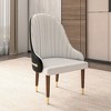 LeisureMod Dining Chair Upholstered in Leather Ripple Back Design with Rubberwood Frame and Legs with Gold Accents Elara Collection - 2 of 4