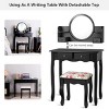 Tangkula Vanity Table Set w/Detachable Mirror & Stool Black/White - 4 of 4