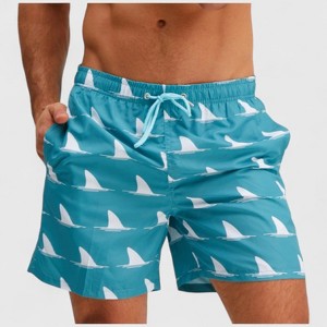 Anna-Kaci Men's Sailboat Print Swim Trunks with Adjustable Drawstring Waistband and Side Pockets - 1 of 4